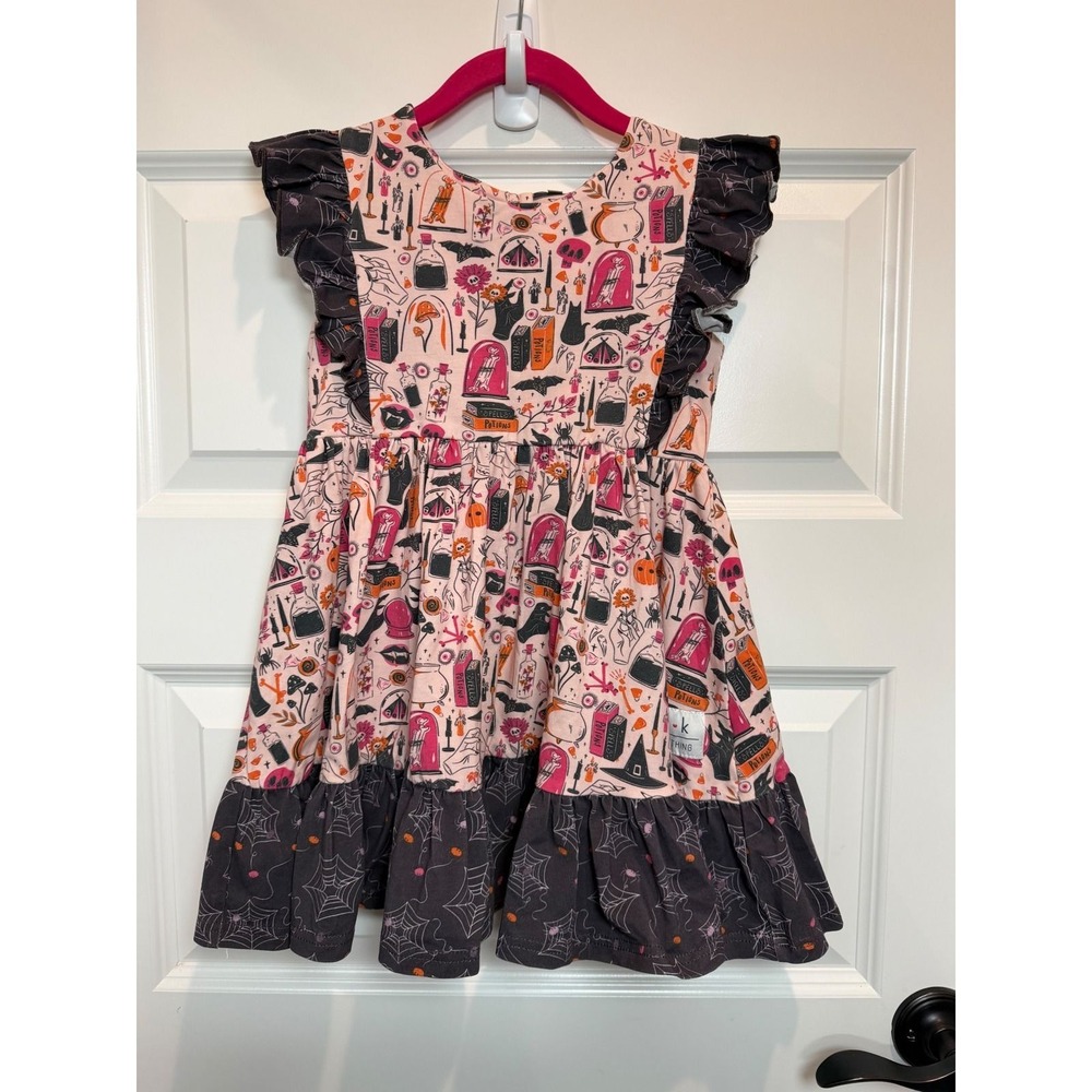 5.C.K Clothing Girls Halloween Spooky Potion Pink Ruffle Dress Size 6